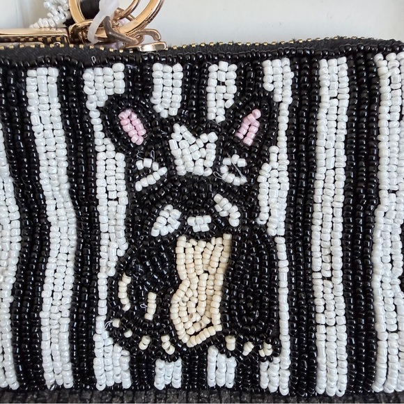 Sincerely Jules Beaded French bulldog Dog print Keychain Pouch -NWT - Picture 5 of 5